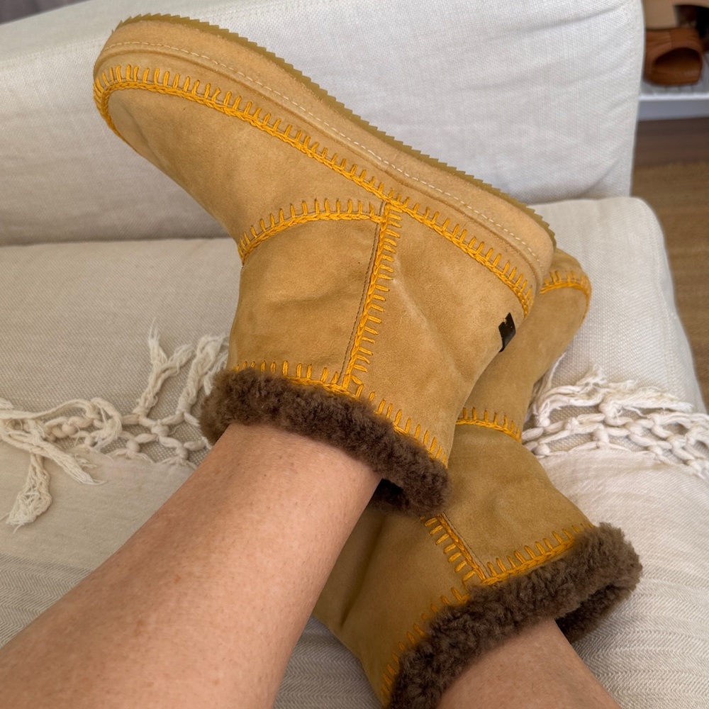 Free people NWT Laidback London Shearling Nyali Croquet camel suede Ankle Boot 🙏 - Picture 2 of 12